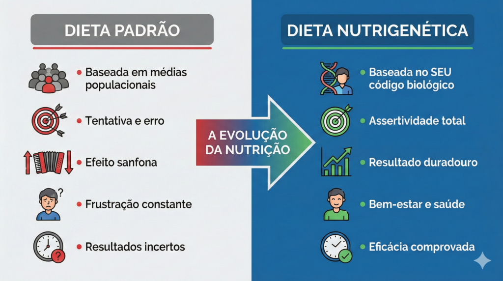 quadro comparativo entre a dieta padrao e a nutrigenetica no Centro de Excelencia Fisica de Brasilia - CEFIS