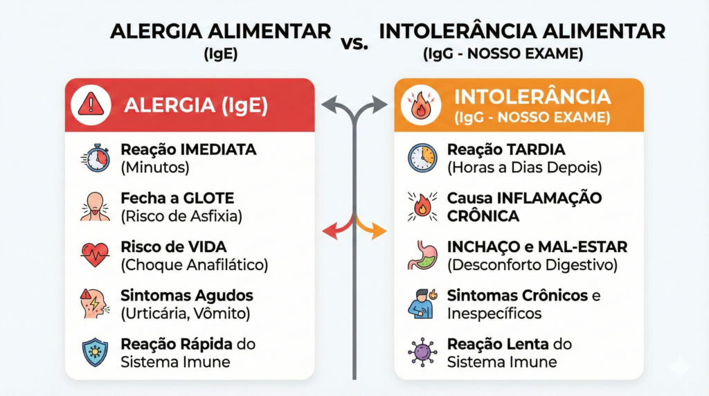 Diferença entre alergias e intolerancias alimentares no Centro de Excelencia Fisica de Brasilia - CEFIS