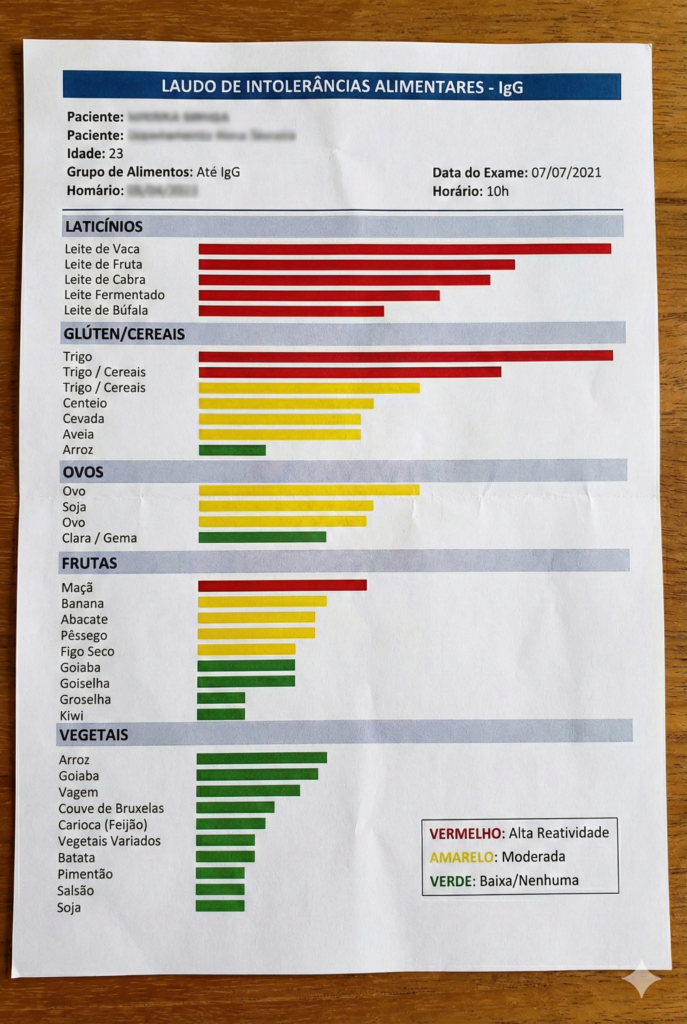 Laudo do exame de intolerancias alimentares no Centro de Excelencia Fisica de Brasilia - CEFIS