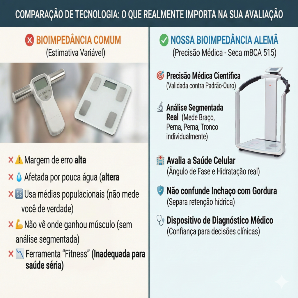 diferencial tecnologico do equipamento de bioimpedancia do Centro de Excelencia Fisica de Brasilia - CEFIS