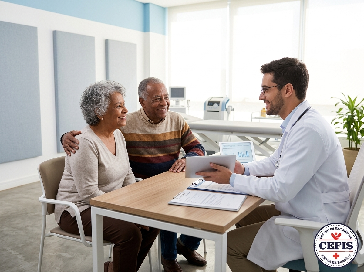 Geriatra CEFIS Brasília — consulta com paciente idoso