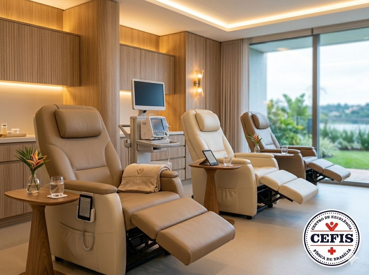 Poltronas premium com massagem — soroterapia CEFIS Brasília
