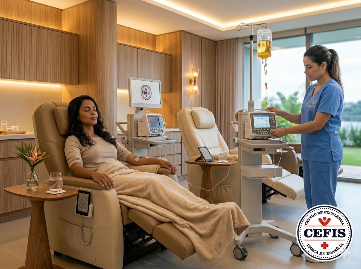 Soroterapia endovenosa CEFIS Brasília — poltronas premium com massagem