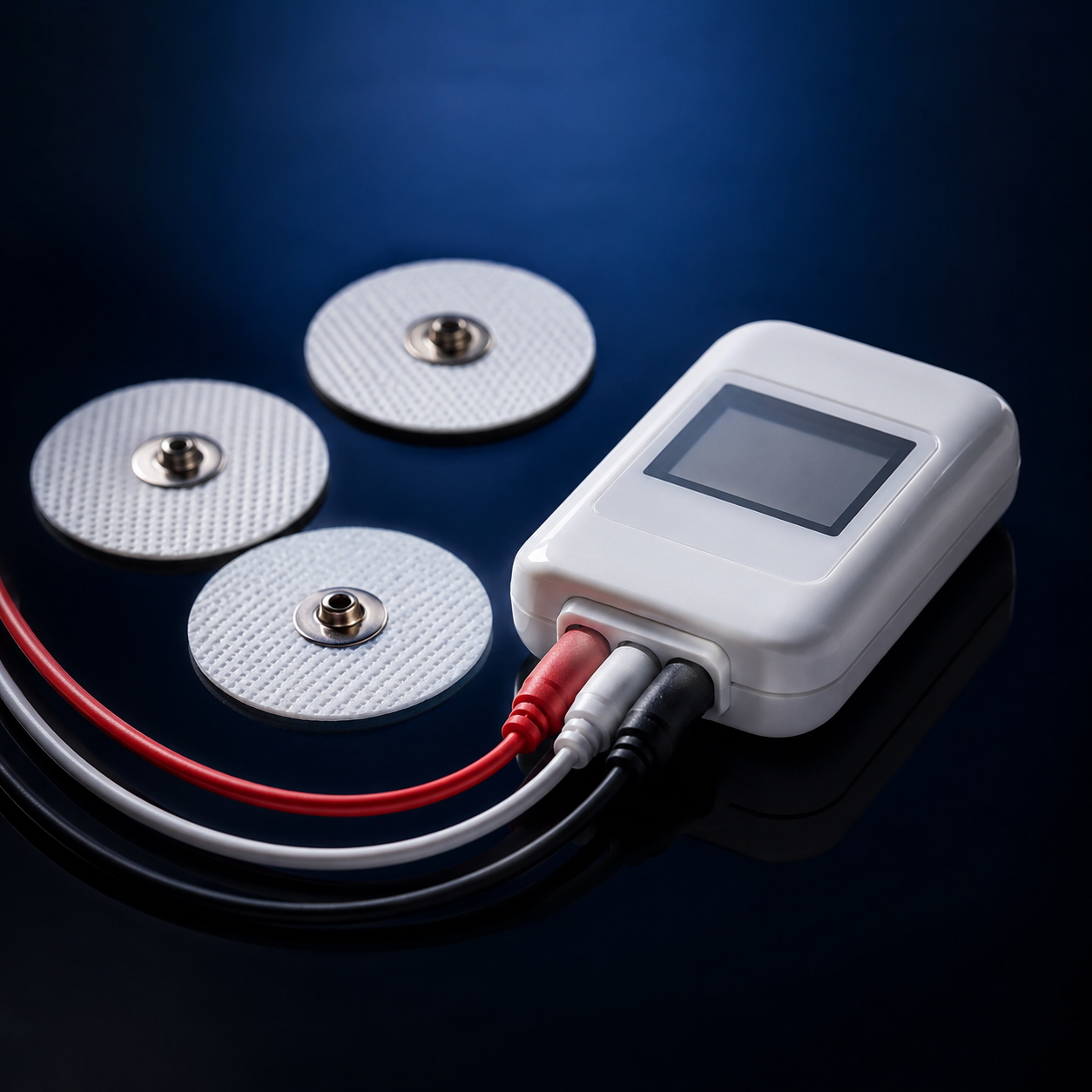 Detalhe do monitor Holter miniatura — equipamento de última geração CEFIS