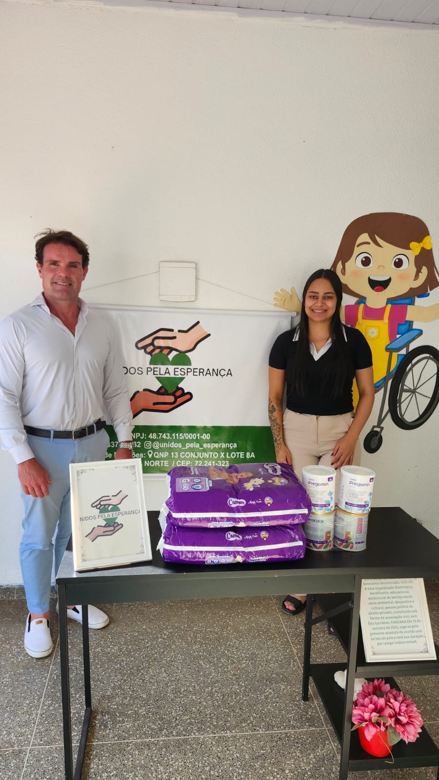 Entrega de fraldas e fórmulas da CEFIS no Instituto Unidos Pela Esperança em 30 de setembro de 2026